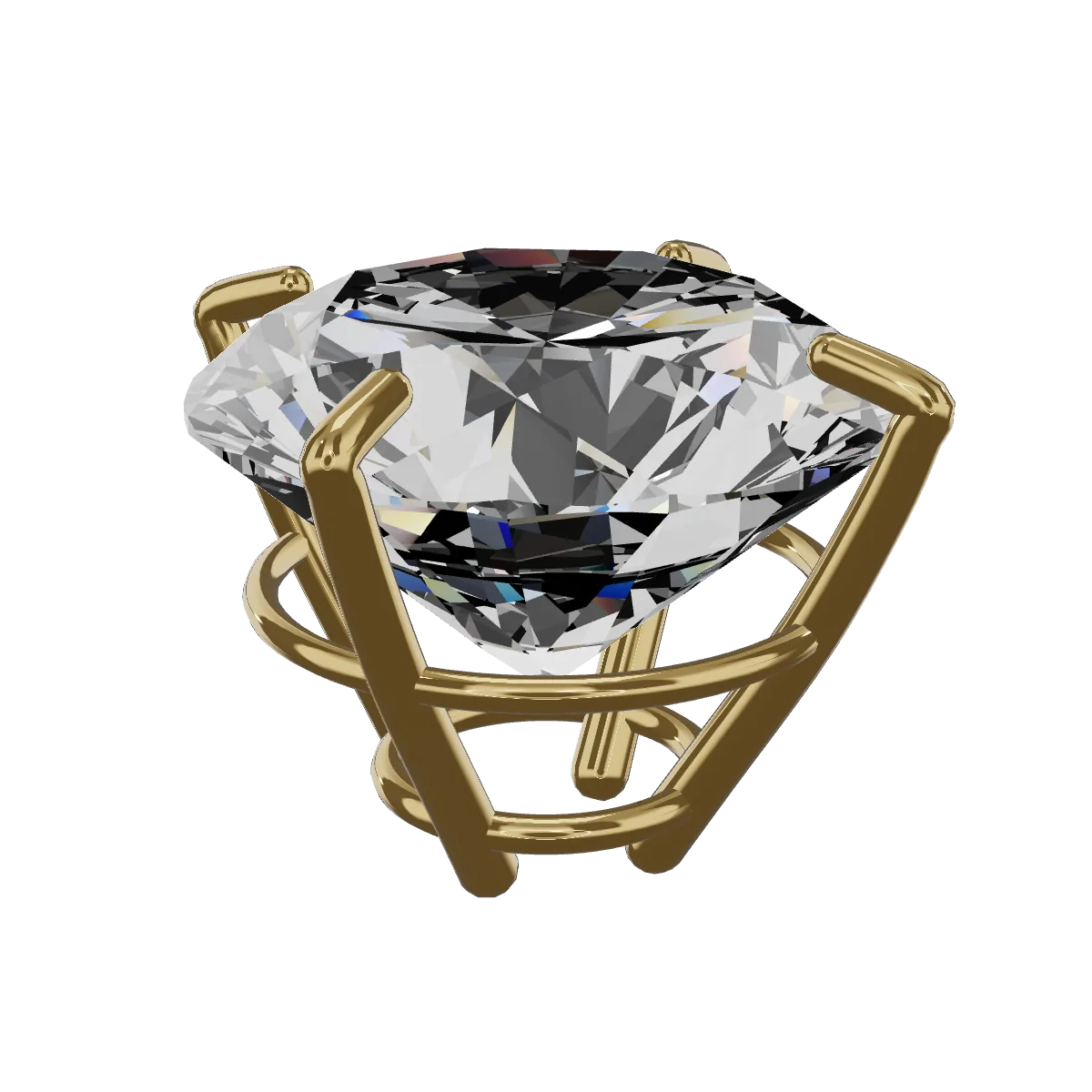 A round diamond held in a four-claw yellow-gold setting.